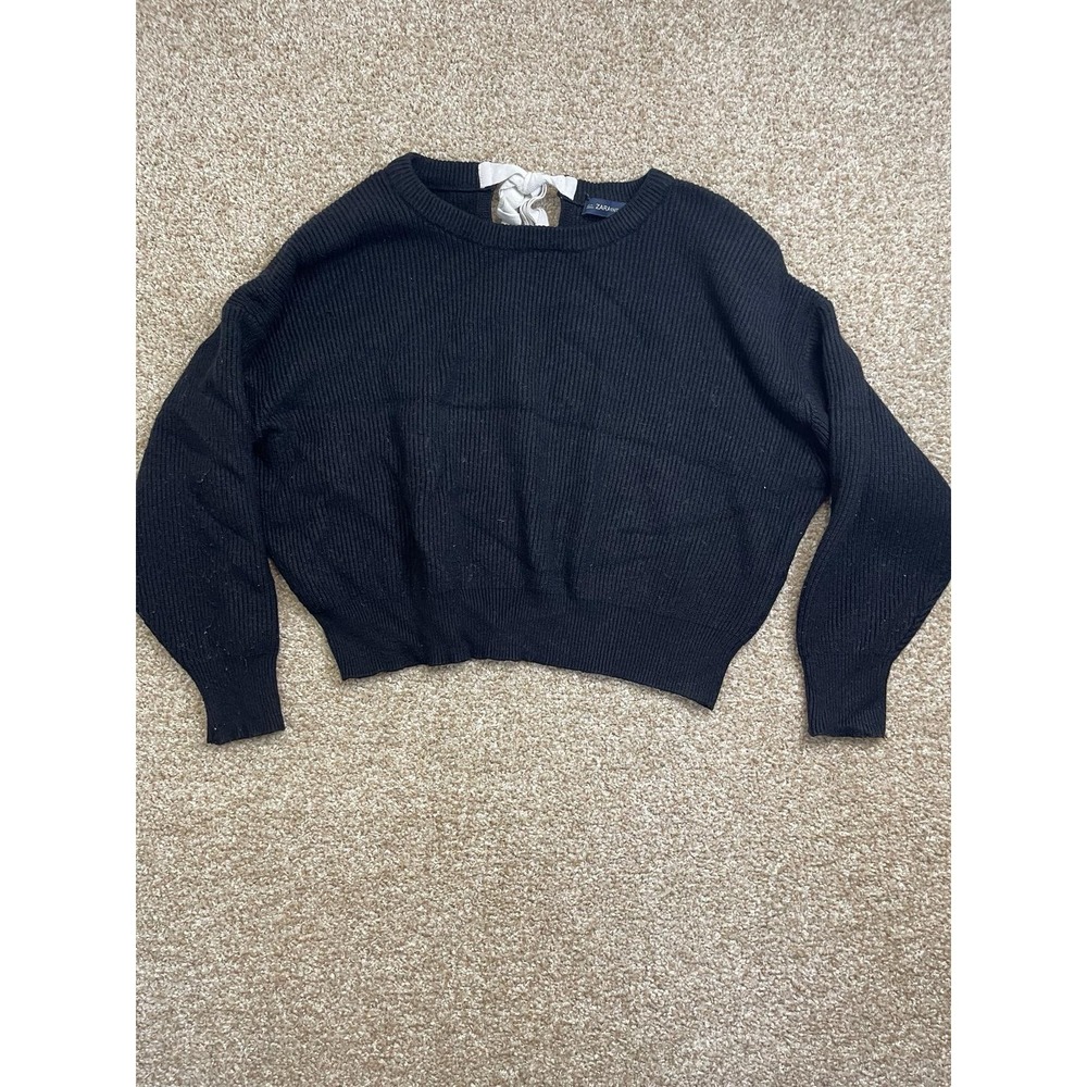 Zara Womens Black Cropped Long Sleeve Sweatershirt M